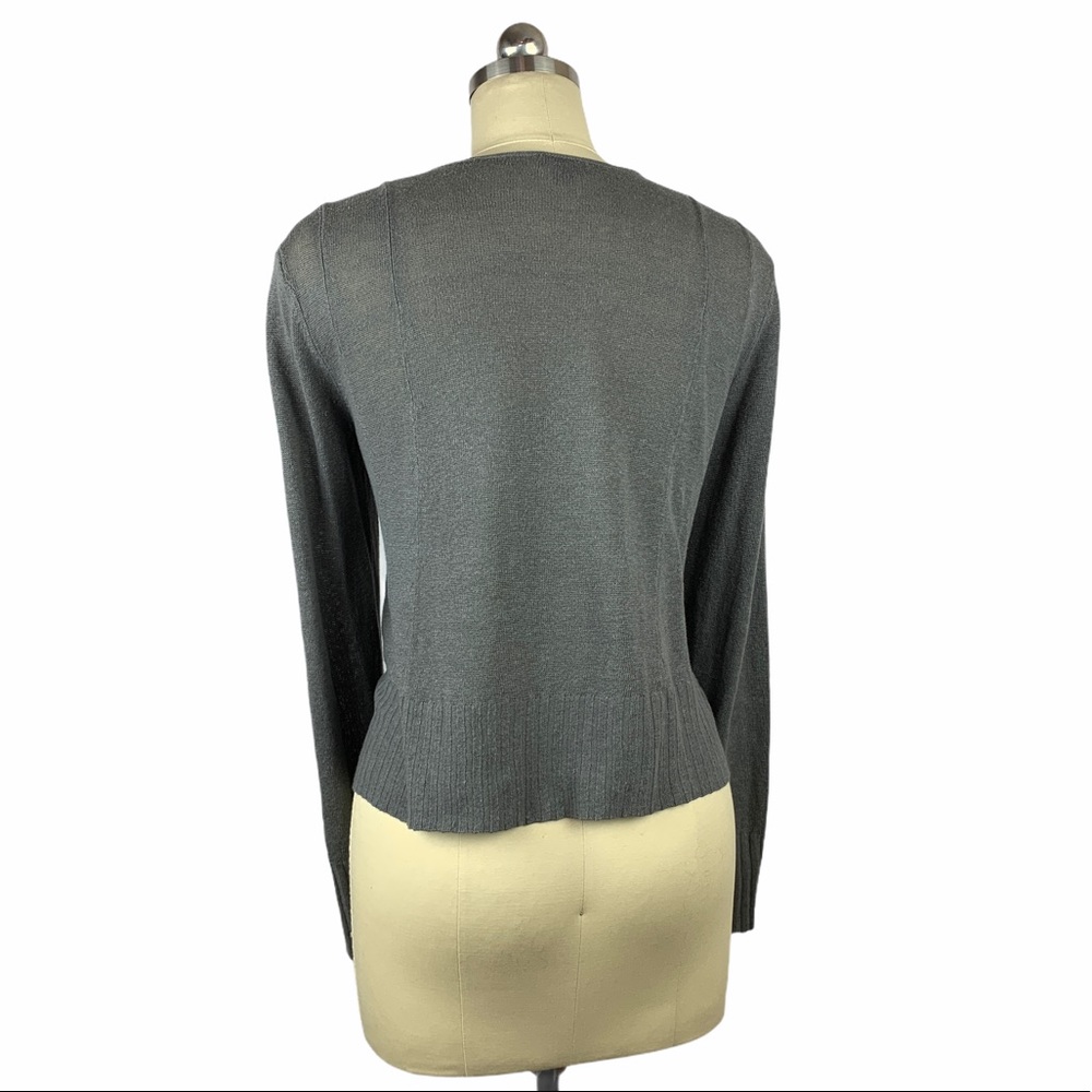 J Jill Gray Linen Blend Open Front Cardigan - Picture 6 of 7